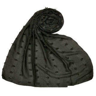 Designer Cotton Checkered Stole - Black